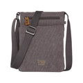 Charcoal Troop London across body bag with adjustable strap, compact design, and multiple compartments for everyday use.