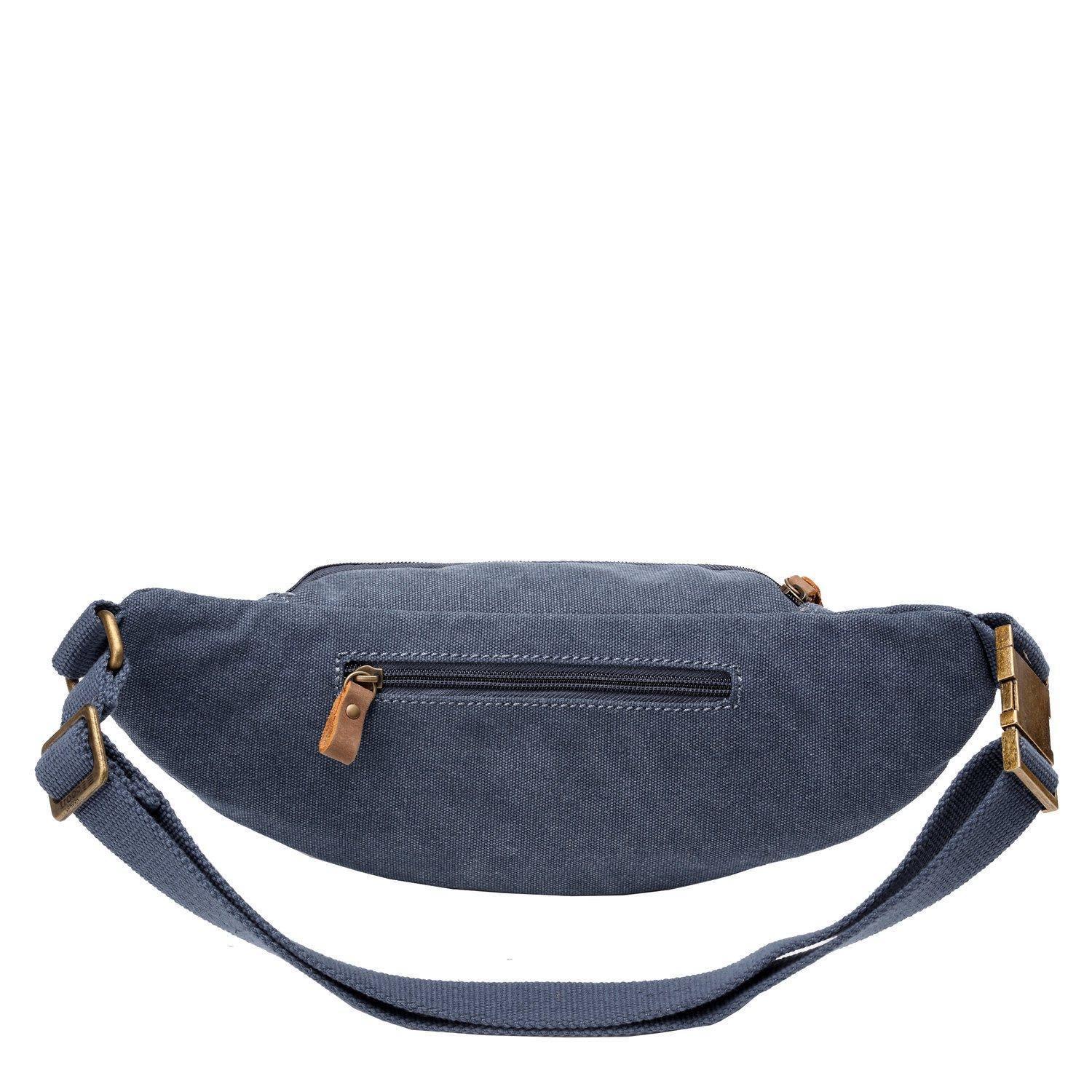 Blue Troop London waist bag with adjustable strap and multiple compartments, designed for convenient everyday carry.