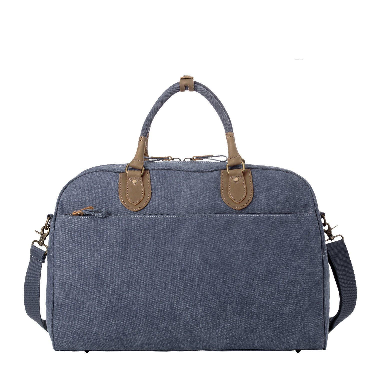 Large Troop London holdall travel luggage bag in blue with sturdy handles and zipper closure on a plain background.