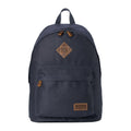 Navy Troop London Heritage Backpack with leather straps and multiple compartments, stylish and durable for everyday use.
