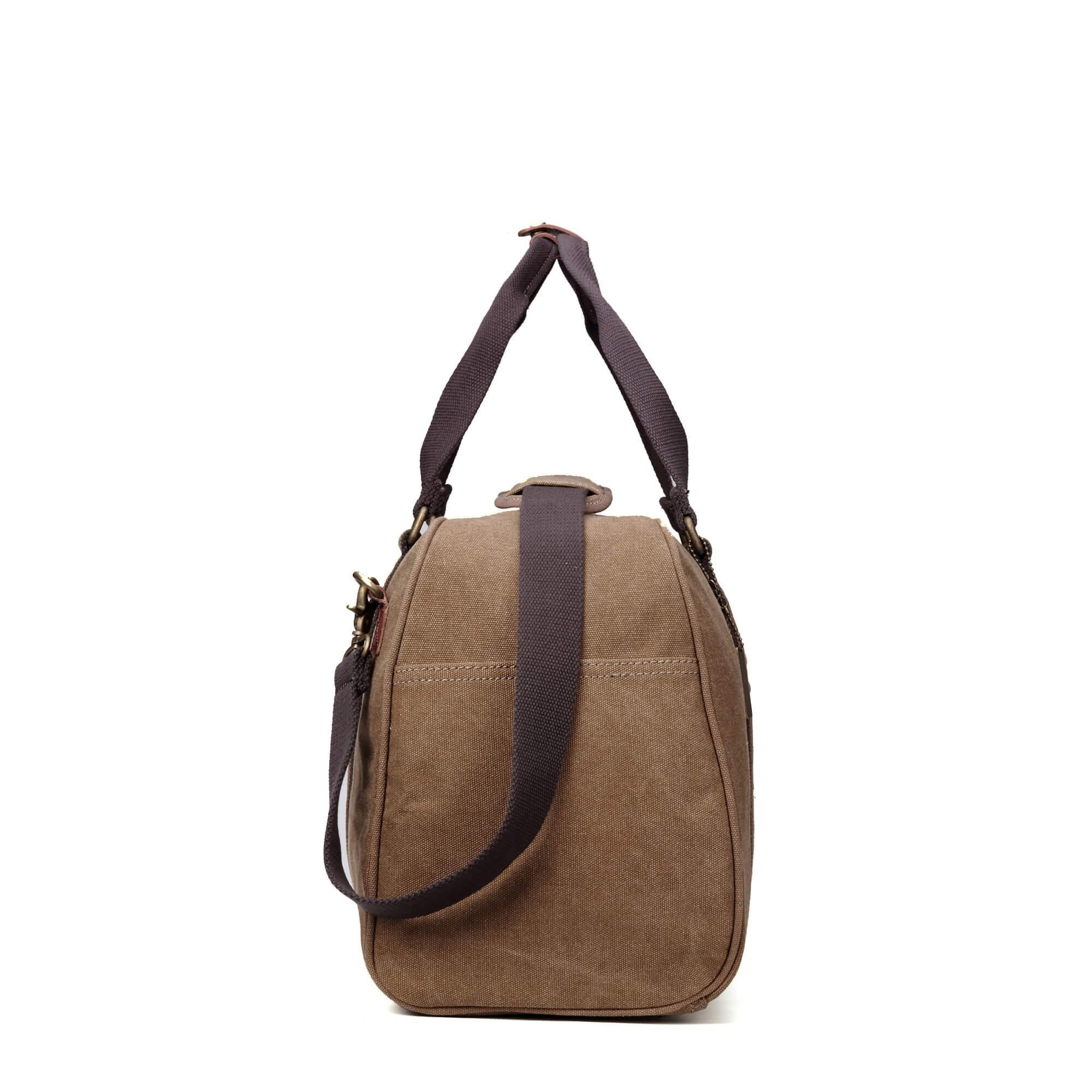 Brown Troop London travel duffel bag with sturdy handles and spacious main compartment, ideal for short trips and travel needs.