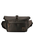 Dark brown Troop London Heritage Nylon waist bag with over-size design and adjustable belt, stylish and functional bum bag.