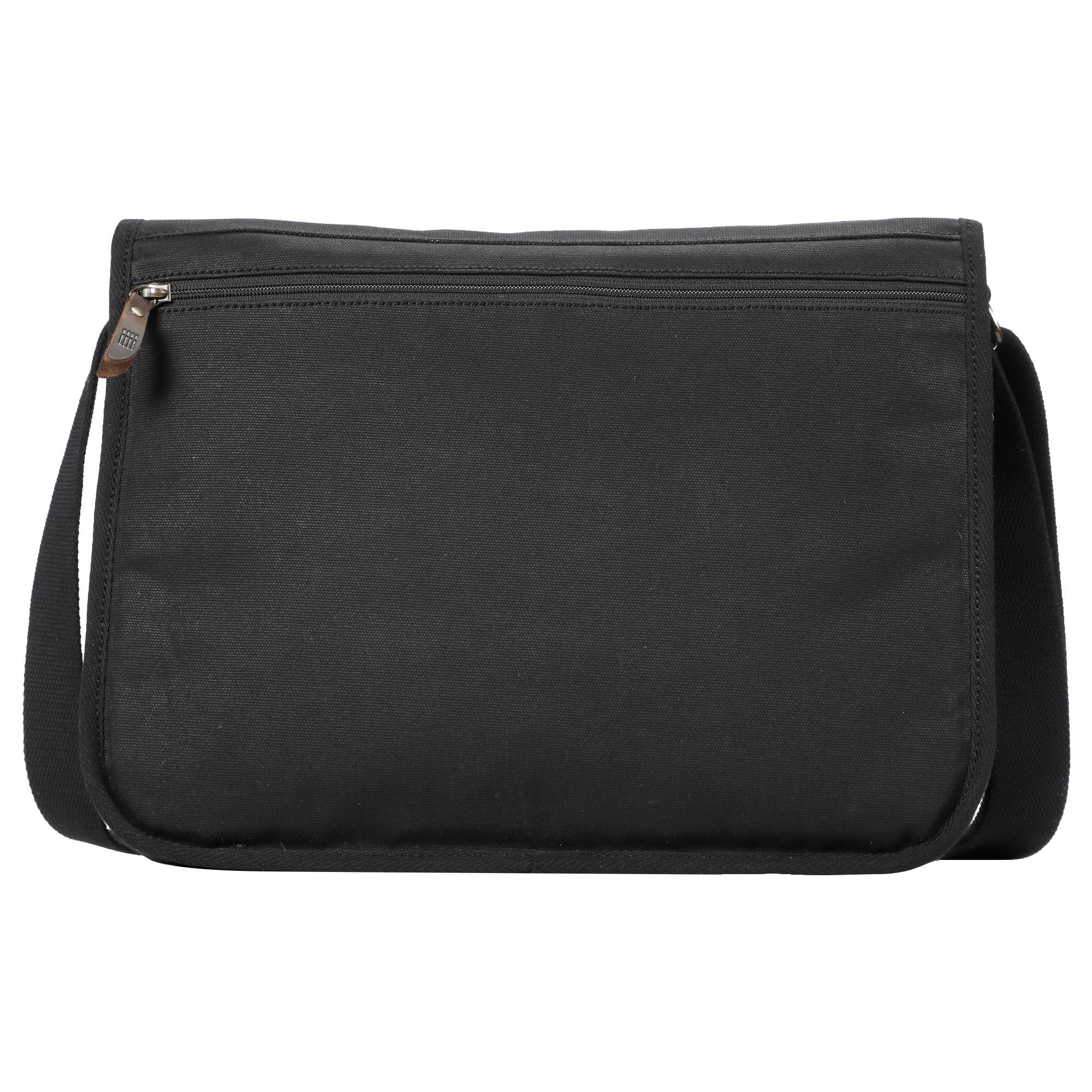 Black Troop London Heritage Messenger Bag with adjustable strap and multiple compartments for laptops and essentials.