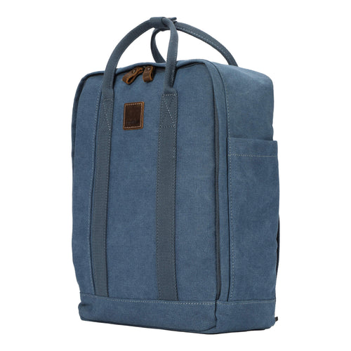 Blue Troop London Classic Canvas Daypack backpack with adjustable straps and multiple compartments.