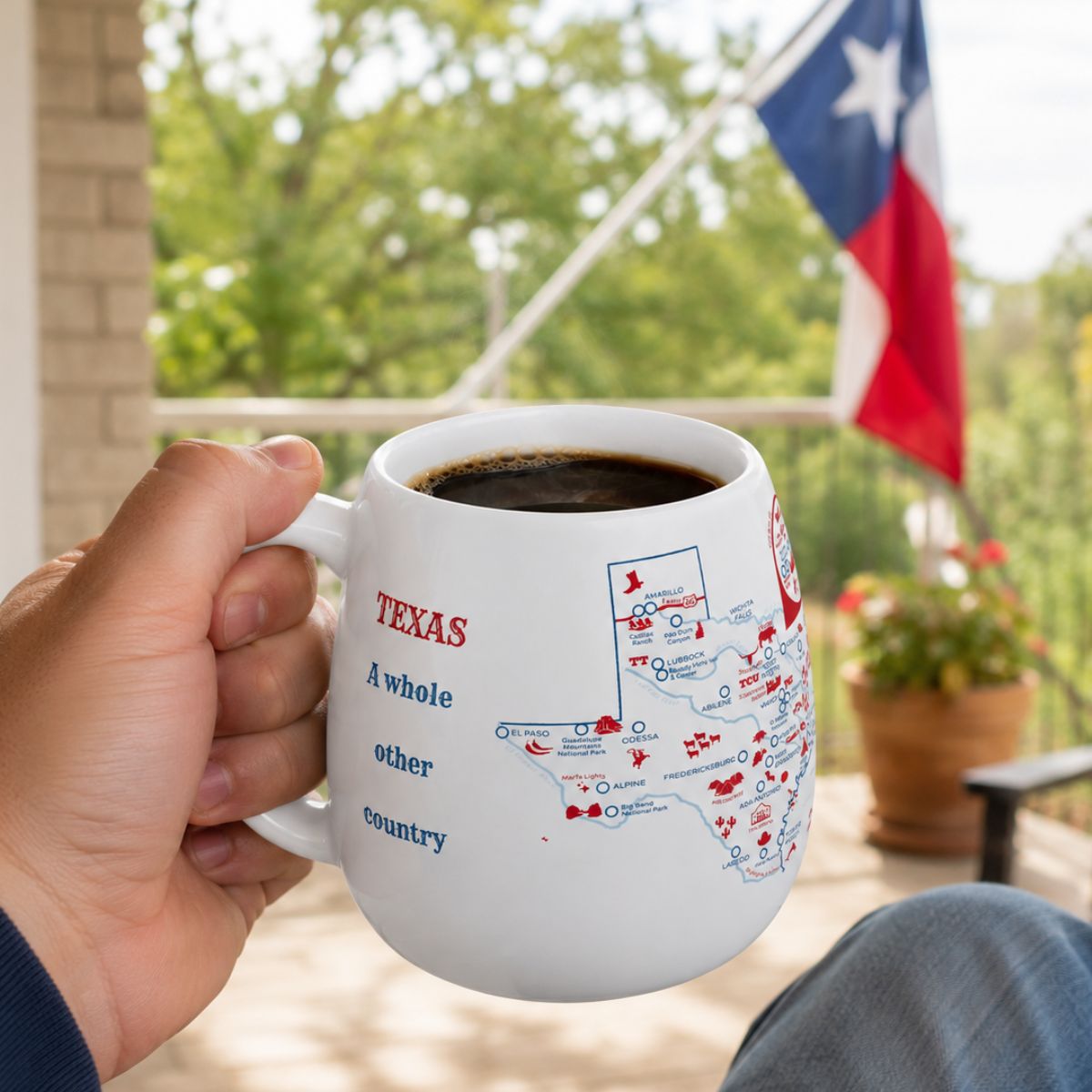 Texas Map Color In Travel Mug