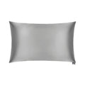 Silver silk pillowcase from DREAMSILK, standard size, smooth and shiny silk fabric for luxurious bedroom decor.