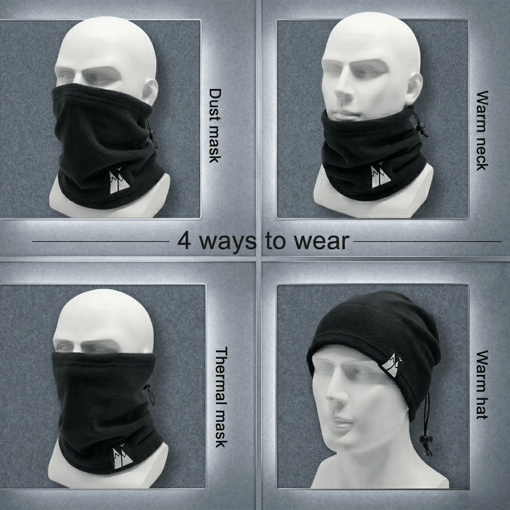 HikeWare adjustable thermal fleece snood with windproof face mask design, ideal for outdoor hiking and cold weather protection.