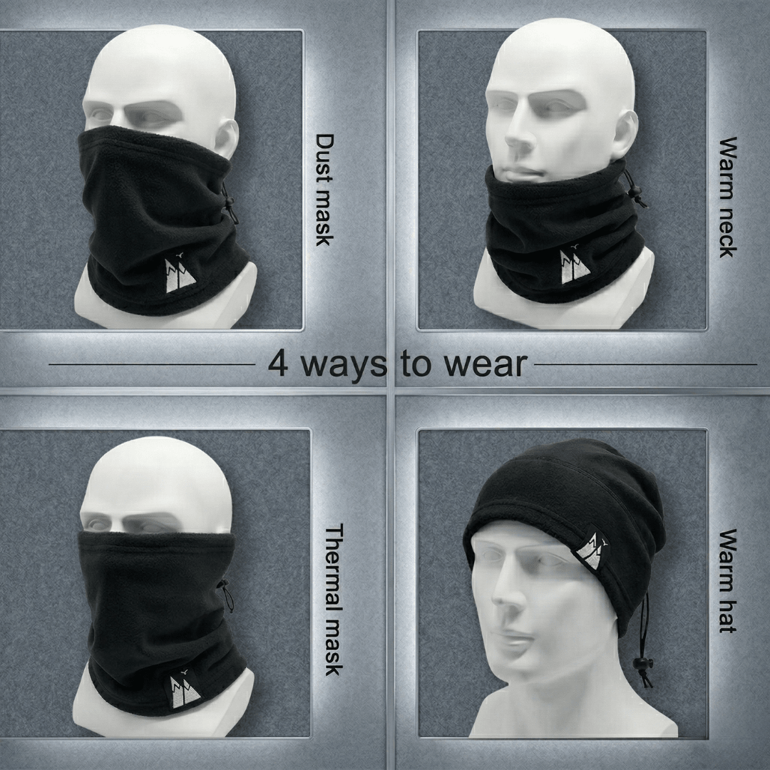 HikeWare adjustable thermal fleece snood with windproof face mask design, ideal for outdoor hiking and cold weather protection.