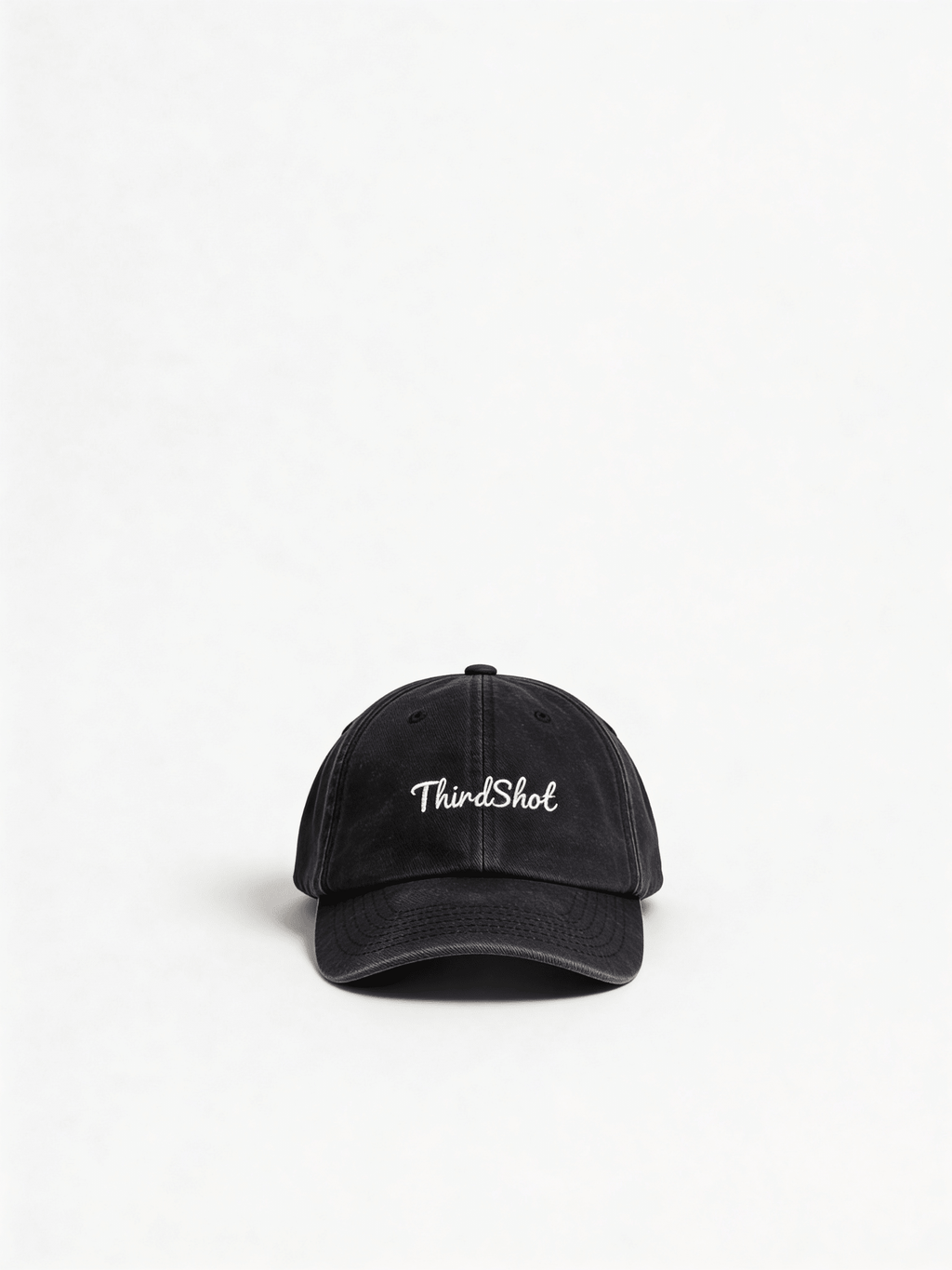 Black vintage low profile cap by Third Shot UK, casual style with a curved brim, ideal for sports like padel and pickleball.