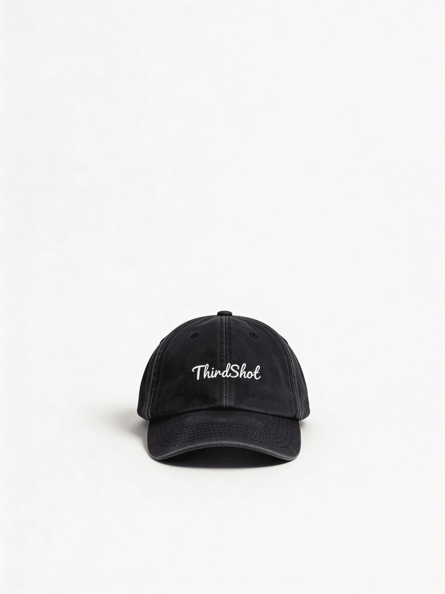 Black vintage low profile cap by Third Shot UK, casual style with a curved brim, ideal for sports like padel and pickleball.