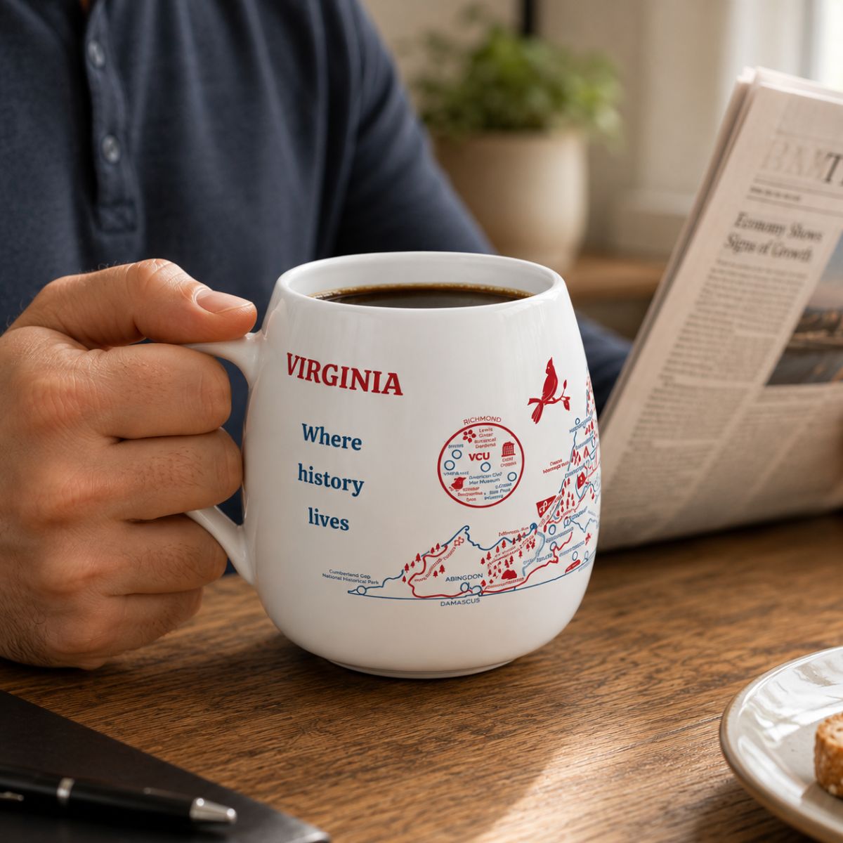 Virginia Map Color In Travel Mug