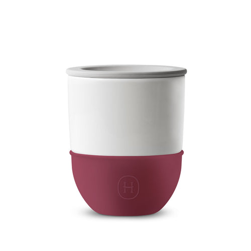 HYDY ceramic tumbler mug in Sangria color, 10 fl oz, featuring a smooth finish and comfortable handle.