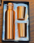 Pure copper water bottle and glass gift set by SAMA Homes, ideal for Ayurvedic wellness and corporate gifting.