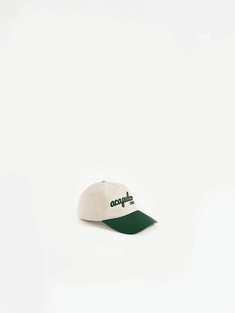 Green Acapulco embroidered cap by Third Shot UK, stylish Padel and Pickleball hat with detailed stitching.