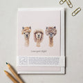 Alpaca friendship wildlife charity greeting card by Trouvaille featuring an illustration of a cute alpaca and nature scene.