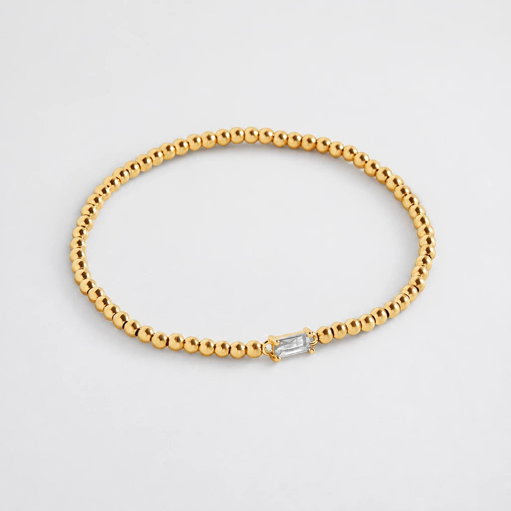 Gold Beaded Birthstone Bracelet