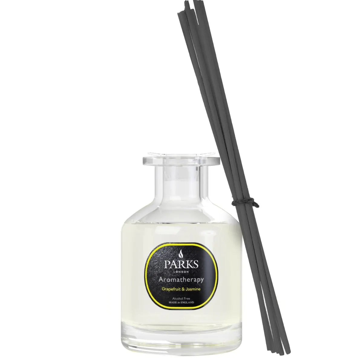 Parks Candles grapefruit and jasmine reed diffuser in a 100ml glass bottle with reed sticks for home aromatherapy.