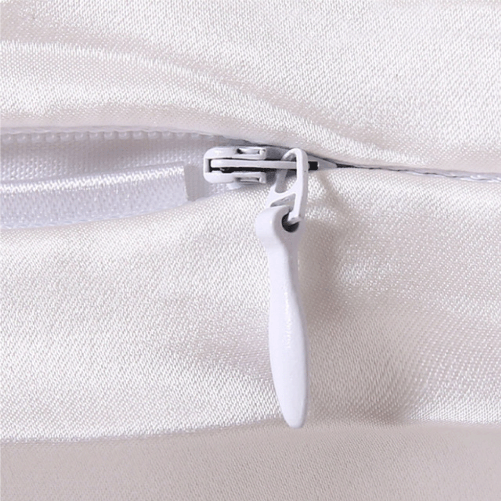 White silk pillowcase from DREAMSILK, standard size, smooth and luxurious fabric perfect for comfortable sleep.