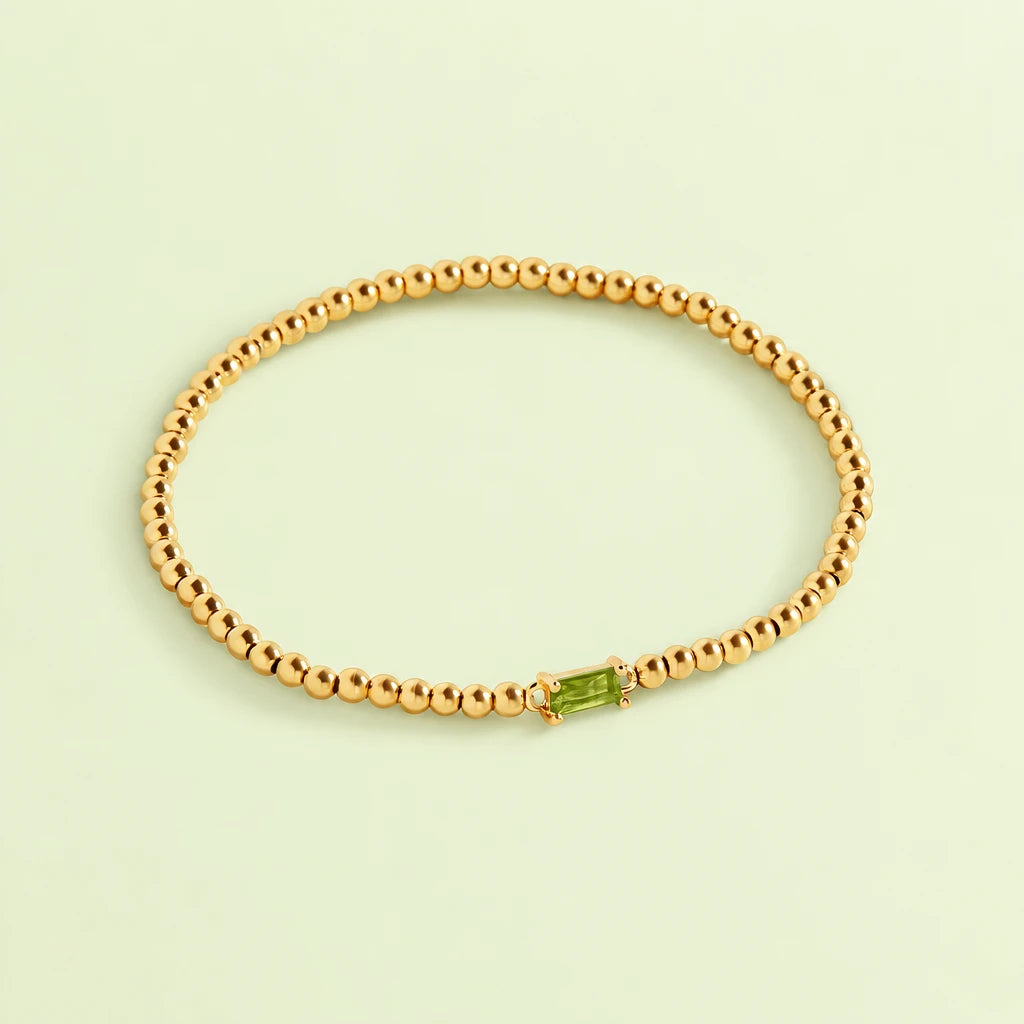 Gold Beaded Birthstone Bracelet