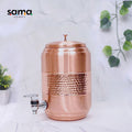 Pure copper 5-liter hammered water dispenser (Matka) by SAMA Homes, showcasing its traditional half-hammered design.