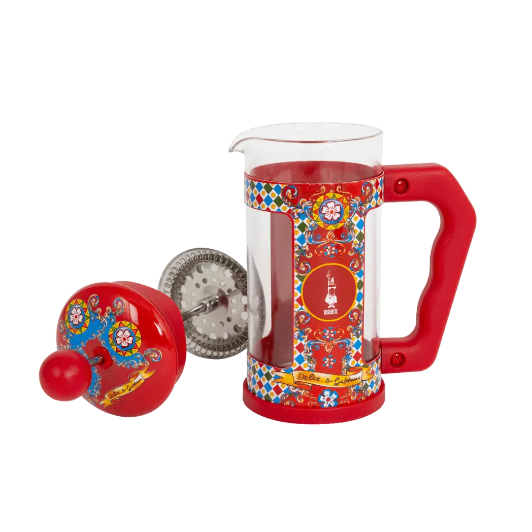 Bialetti Sicilian Cart cafetière by Dolce&Gabbana, 350ml, stylish coffee maker with intricate design and stainless steel handle.