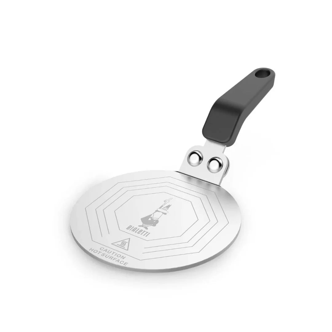 Bialetti Brew Italia induction plate for coffee makers, compact black electric heating device with control button