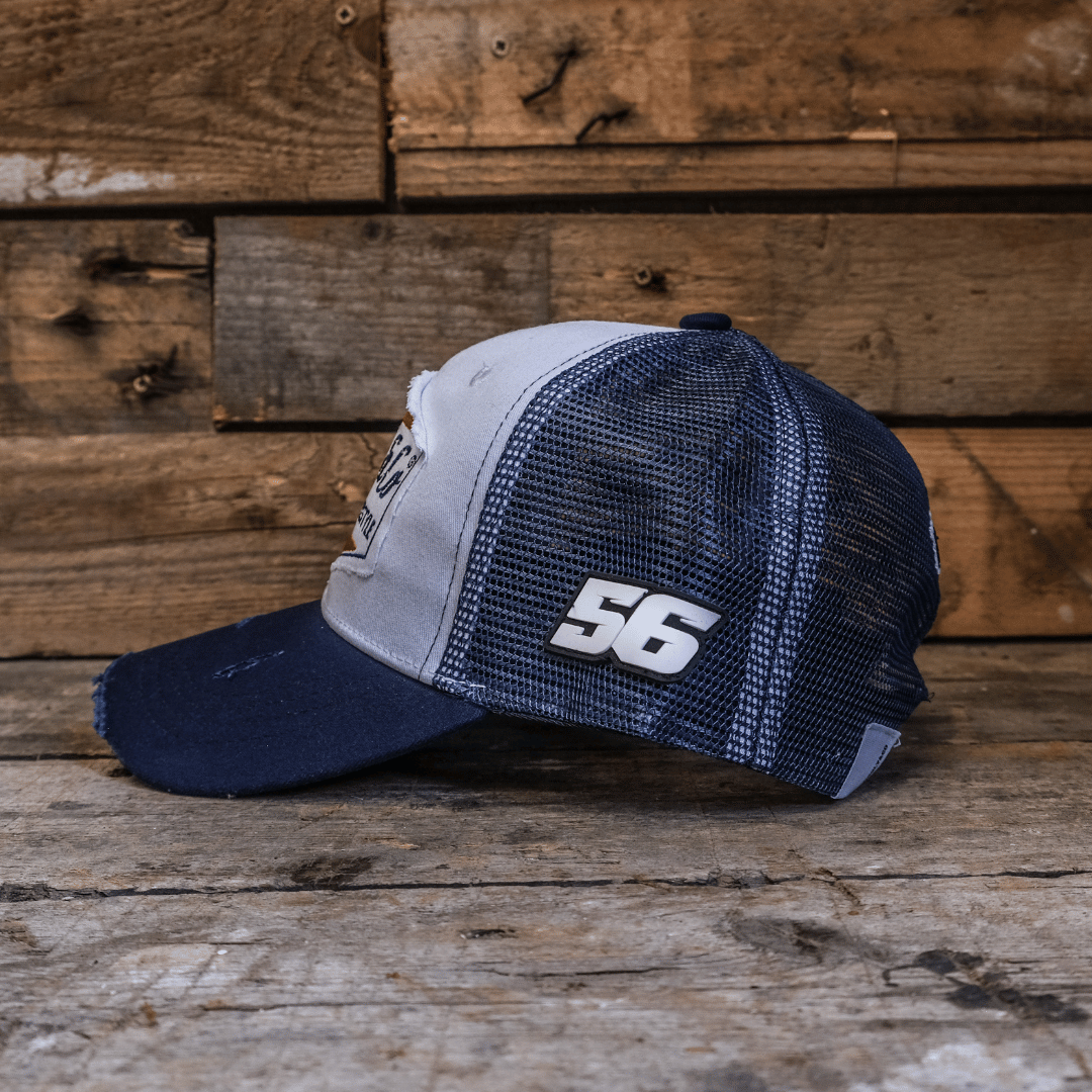 Casquette de camionneur Bleu marine et blanc à motif de losanges