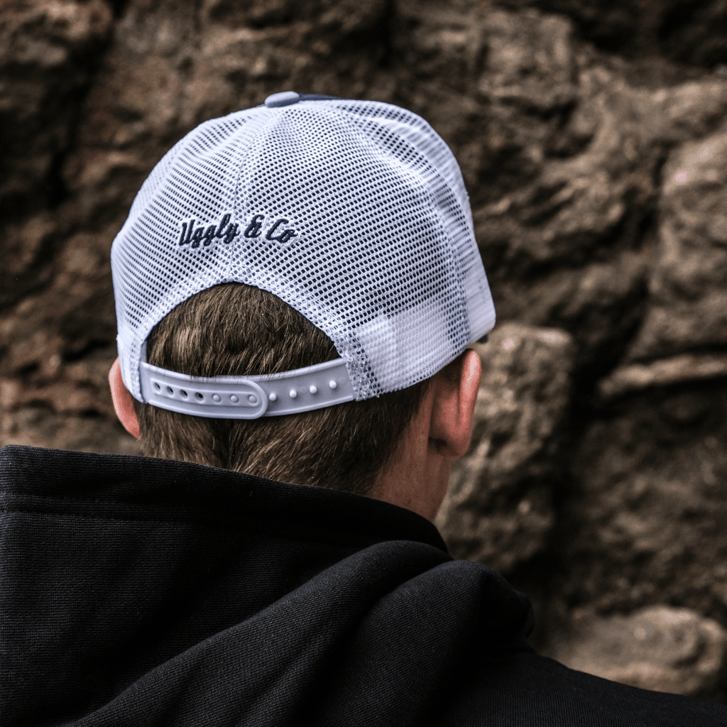 Blue Surf Diamond trucker cap by Uggly and Co featuring a classic mesh back and stylish diamond design.