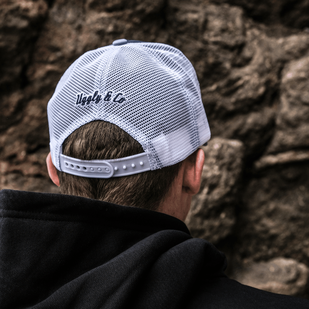Blue Surf Diamond trucker cap by Uggly and Co featuring a classic mesh back and stylish diamond design.