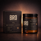 Bro Candle Boy Scout Candle featuring a detailed wax figure of a boy scout in uniform, ideal for collectible or decorative use.