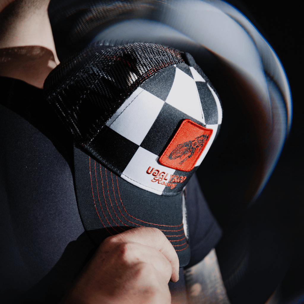 Chequered Flat Track Trucker Hat
