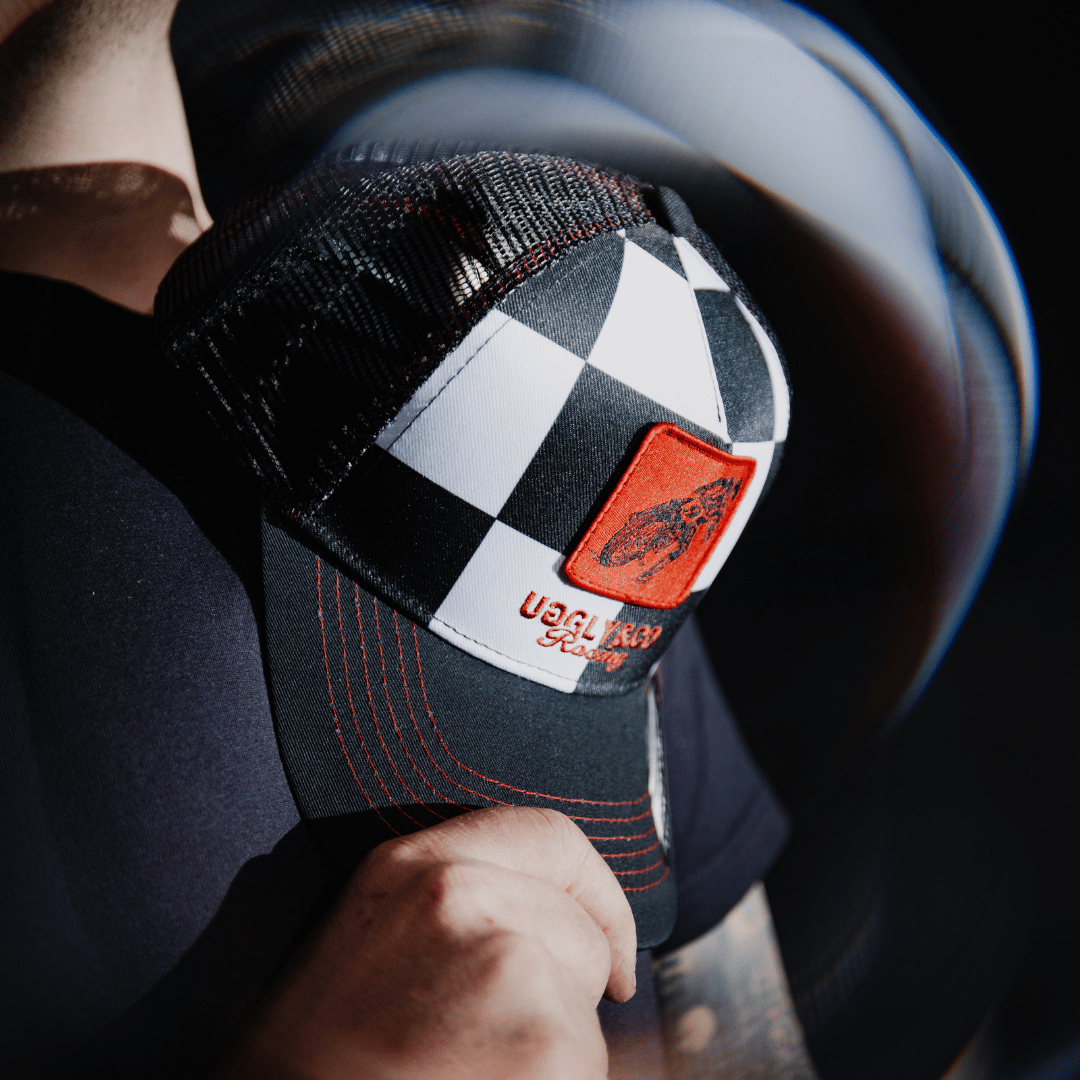Chequered Flat Track Trucker Hat