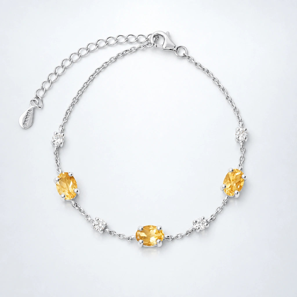 Natural Citrine Bracelet in Sterling Silver