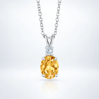 Natural Citrine Pendant Necklace in Sterling Silver