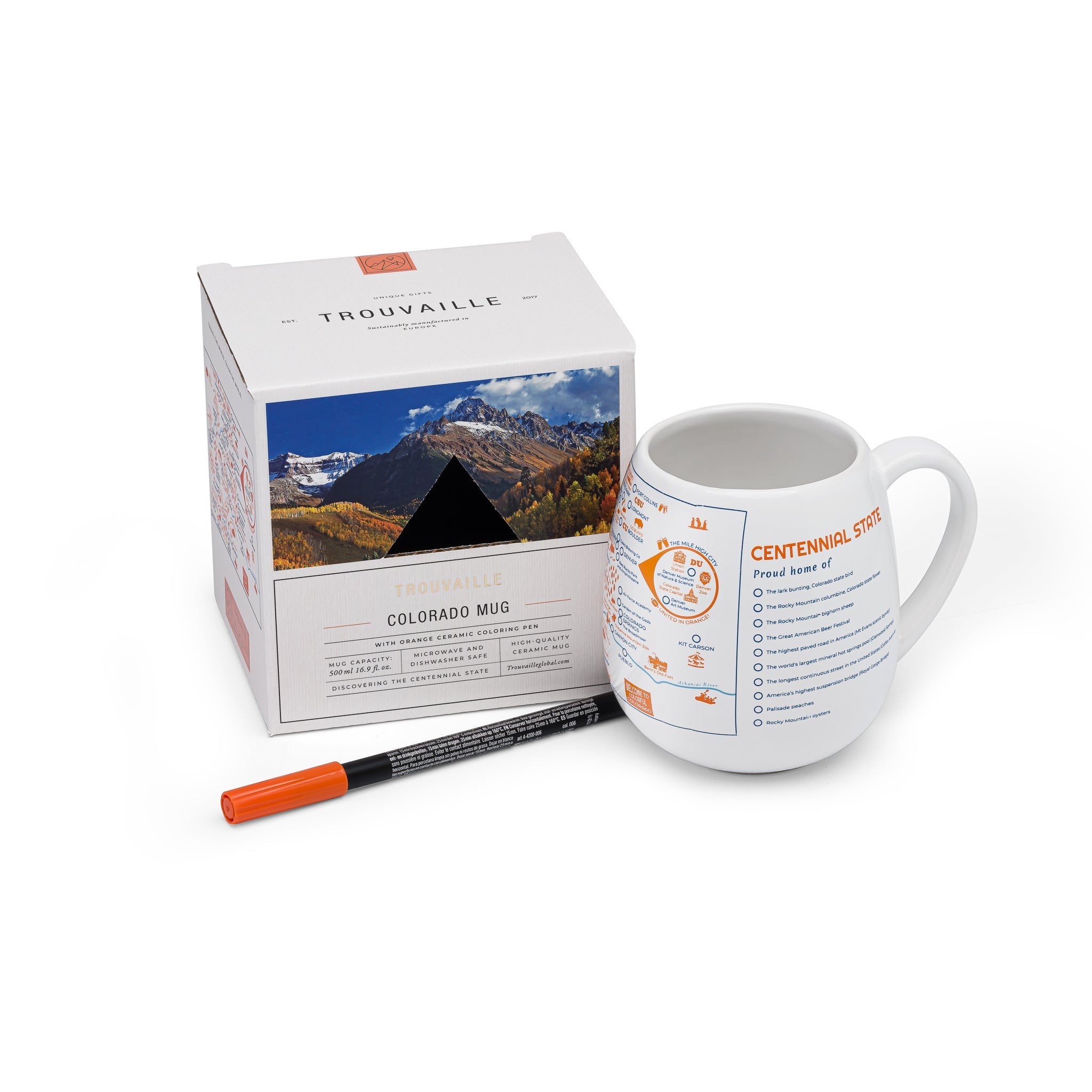 Mug de voyage carte du Colorado à colorier