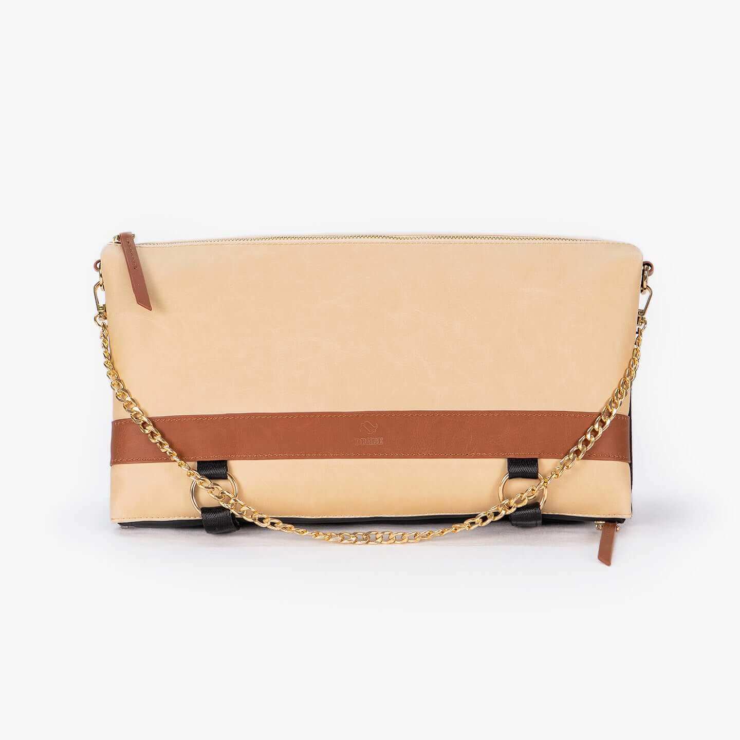 DRiiBE Dakota 3-in-1 convertible backpack purse in sand color, front view showing versatile design and spacious compartments.