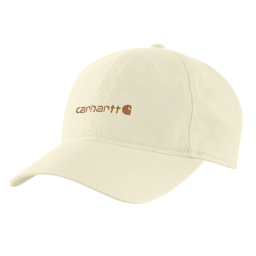 Carhartt 106810 canvas embroidered graphic cap, durable headwear with adjustable strap and iconic logo design.