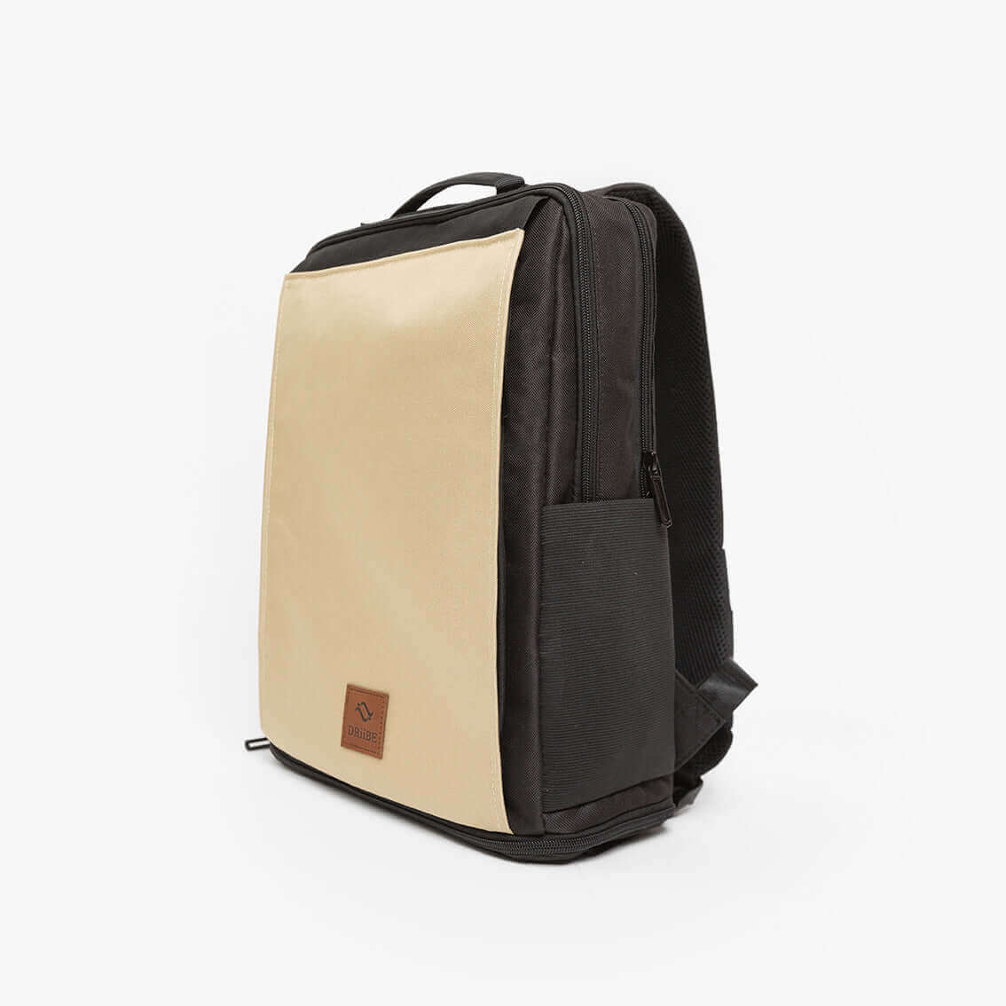 Beige DRiiBE CITYC 2-in-1 travel backpack with side view, featuring multiple compartments and adjustable straps.
