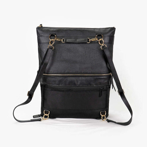 Black DAKOTA 3-in-1 convertible backpack and purse by DRiiBE, showing its sleek design and versatile carry options.