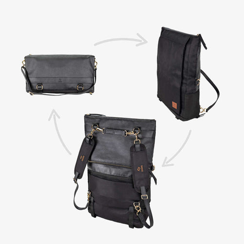Black DRiiBE Dakota 3-in-1 convertible backpack purse with sleek design and multiple carrying options.