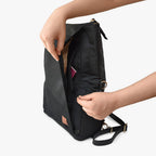 Black DRiiBE Dakota 3-in-1 convertible backpack purse with multiple compartments and adjustable straps.