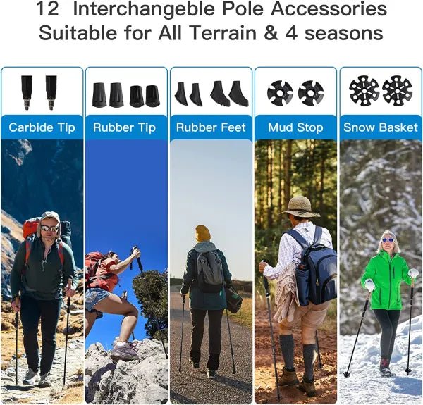 HikeWare Night Cat folding trekking poles with ergonomic grips and adjustable shafts for hiking and trekking adventures.