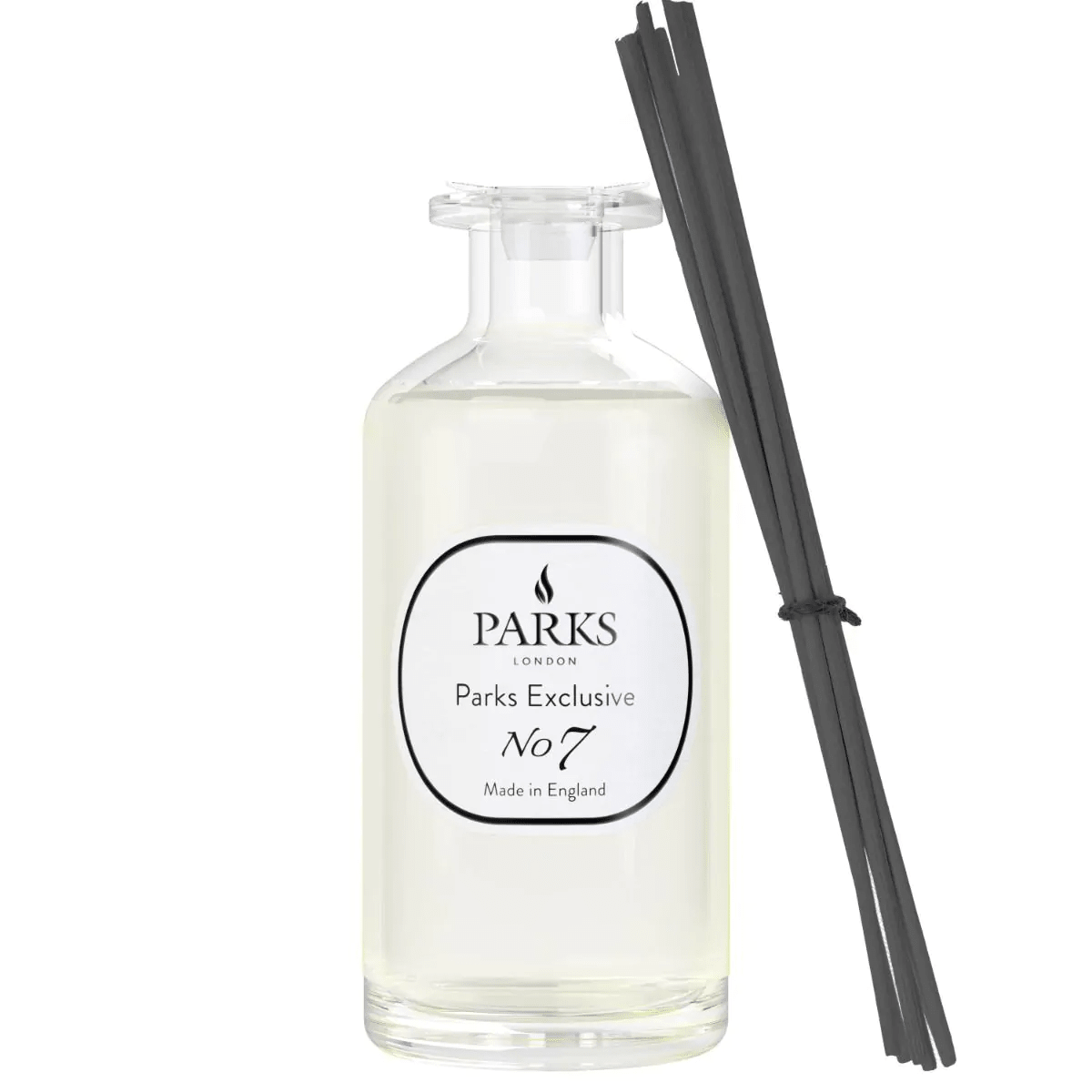 NO7 Cotton Fresh reed diffuser by Parks Candles in a 220ml glass bottle with natural reed sticks for fresh scent.