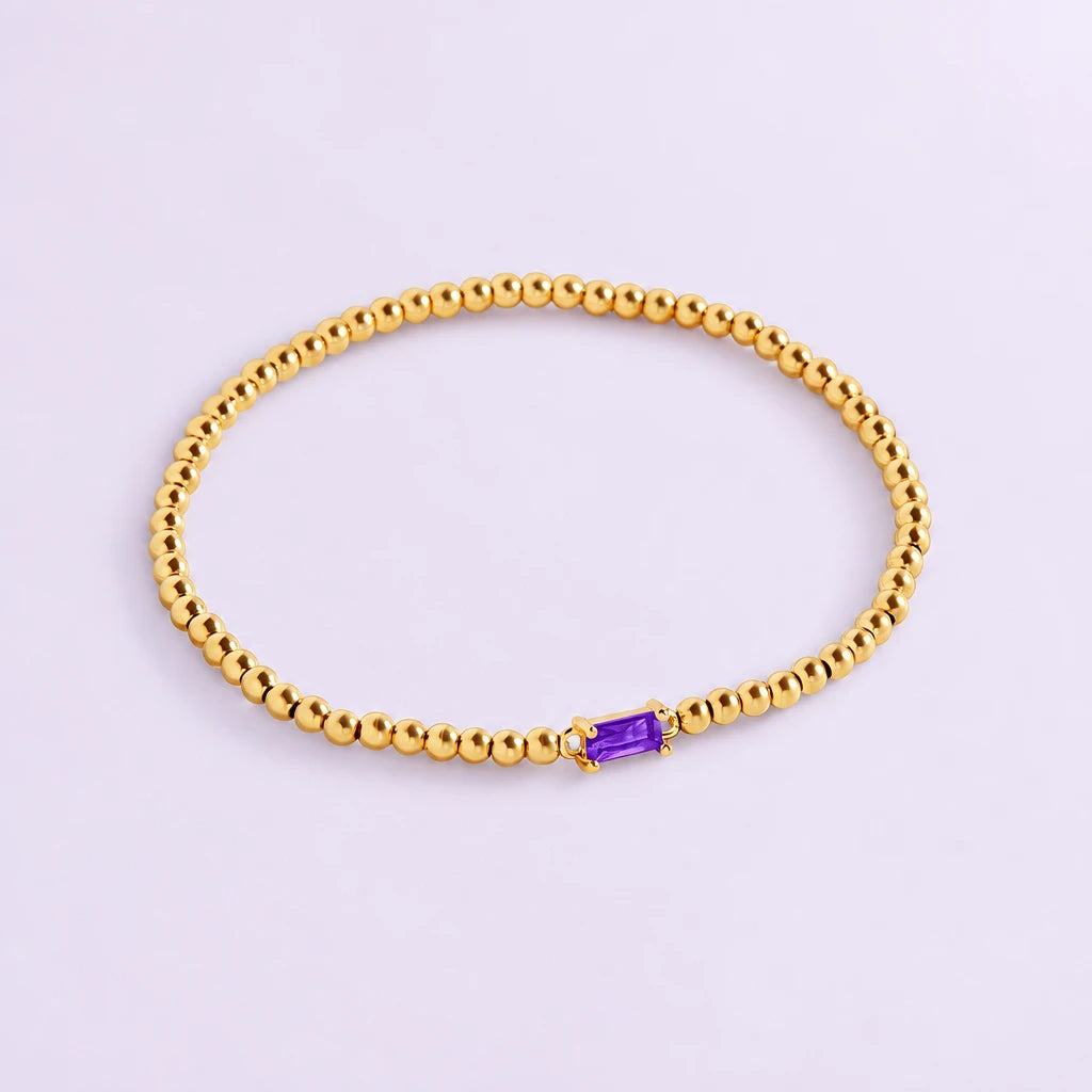 Gold Beaded Birthstone Bracelet