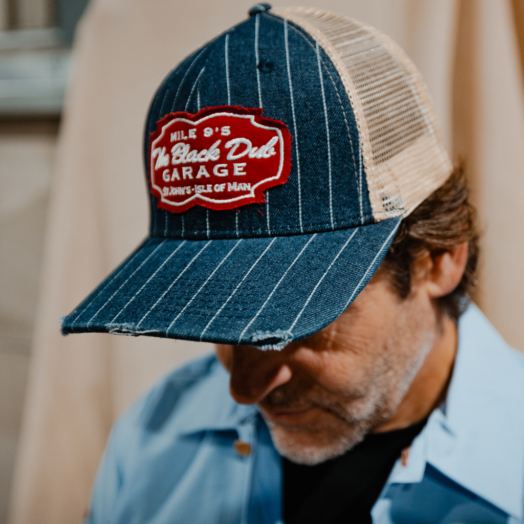 Pinstripe Denim Garage Trucker Hat
