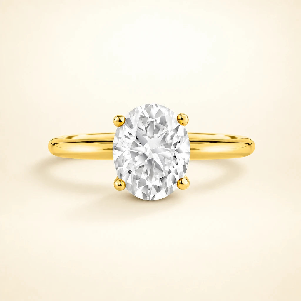 2 ct Oval Solitaire Moissanite Engagement Ring in 18k Gold Vermeil