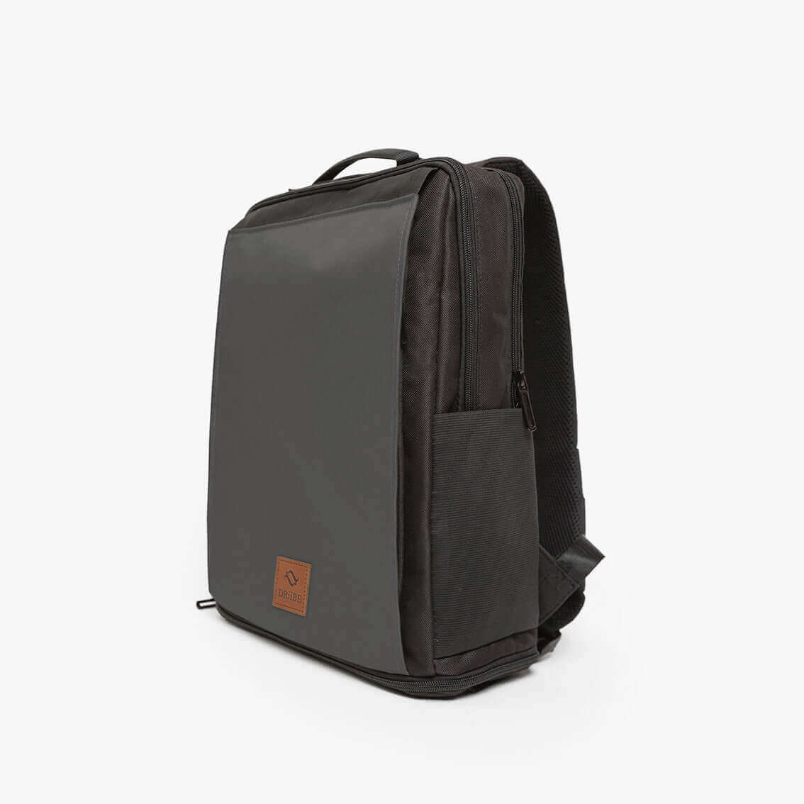 Gray DRiiBE CITYC Laptop 2-in-1 backpack with wet road design, shown from side view with adjustable straps