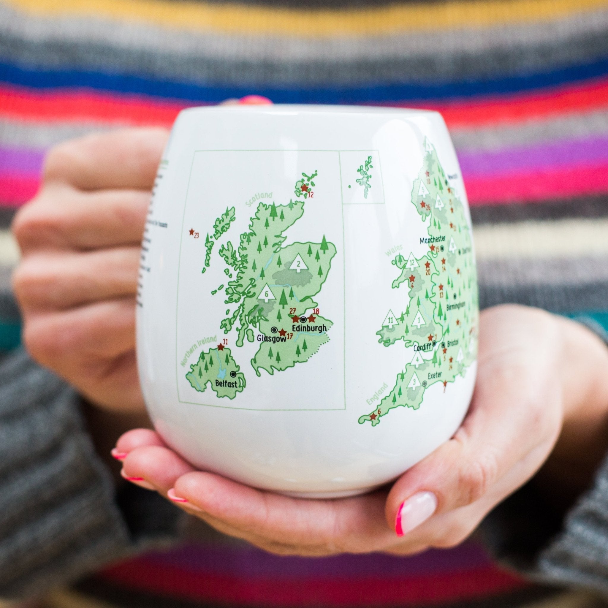 Handheld UK Explorer Colour-In Mug by Trouvaille featuring a blank white ceramic mug ready for coloring.