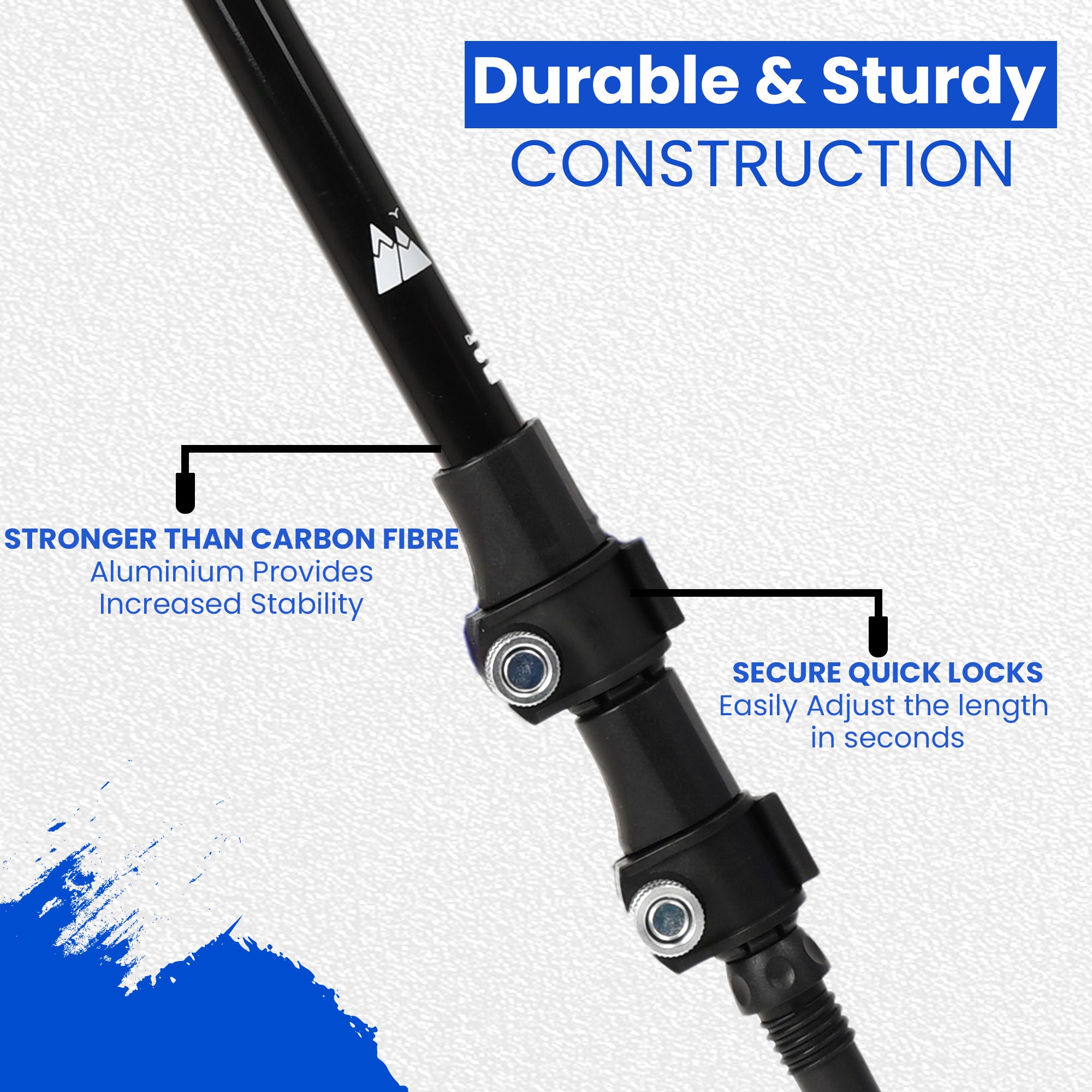 HikeWare aluminium hiking poles with adjustable lock system, lightweight and durable for outdoor trekking and hiking adventures.