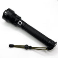 HikeWare LED flashlight with 10,000 lumens, waterproof design, zoomable beam, and USB rechargeable for outdoor use.